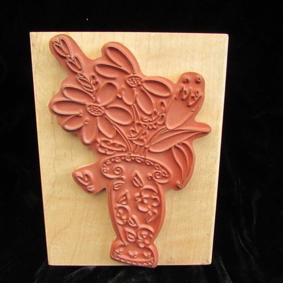 Stampa Rosa Bouquet Flowers In Vase Rubber Stamp - Picture 3 of 7